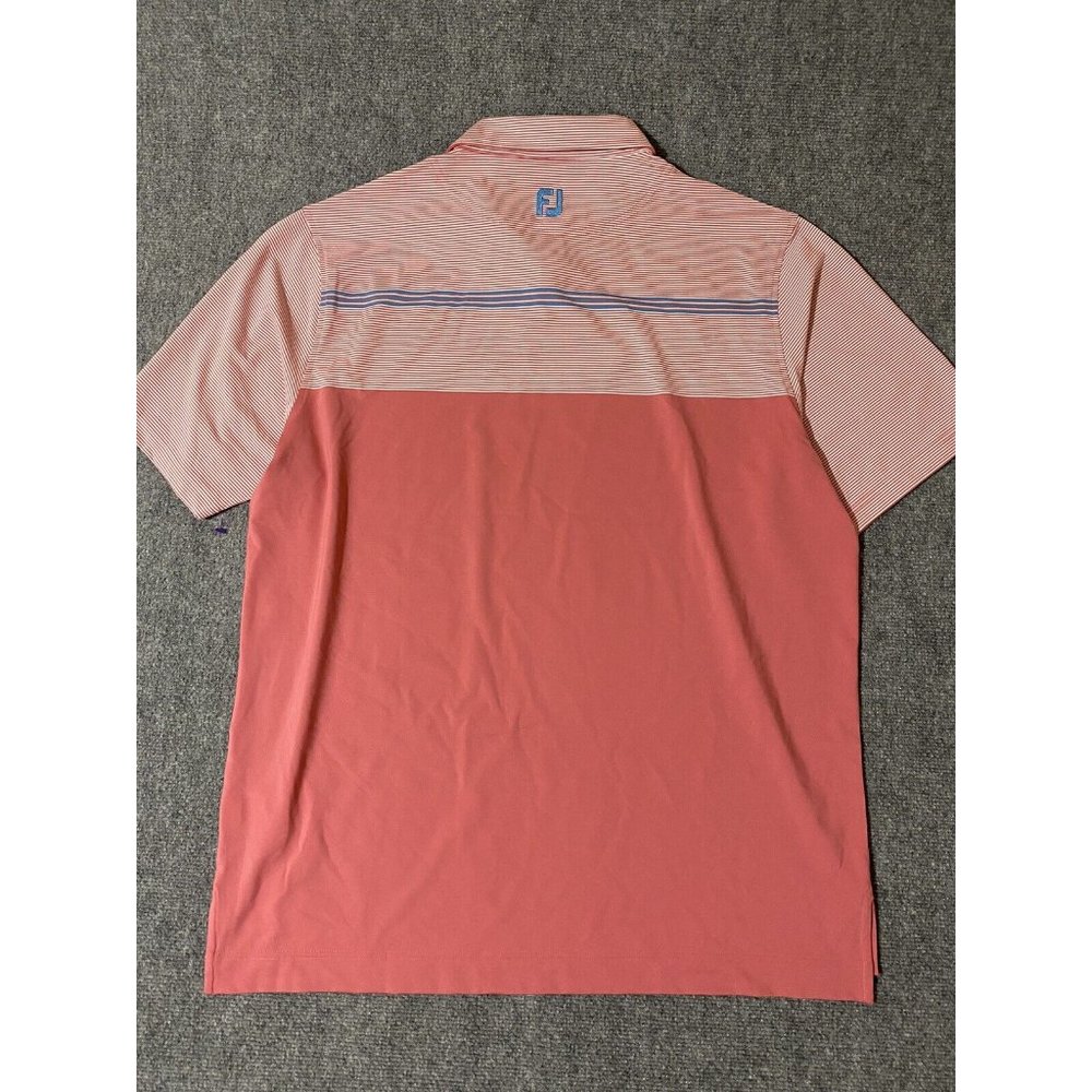 Footjoy Polo Golf Shirt Mens XL Salmon Short Sleeve Poly Stretch - Picture 3 of 10